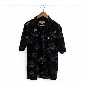 Corona Extra Black Short-Sleeve Button-Down Shirt